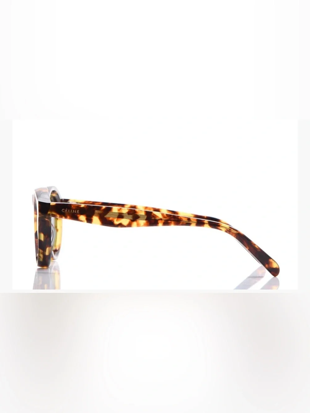 Celine Bevel Round Sunglasses in Tortoise, w/ Keyhole Bridge - Picture 5 of 13